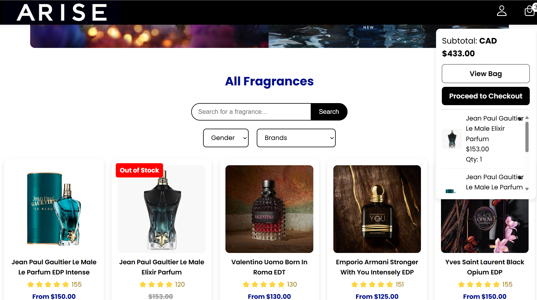 Arise Fragrance Project Screenshot